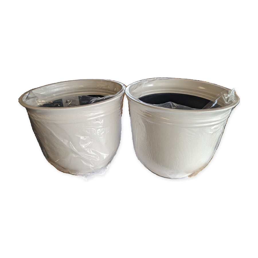 Trendspot Theo 18-Inch White Resin Planters, 2-Pack — Local Pickup Only