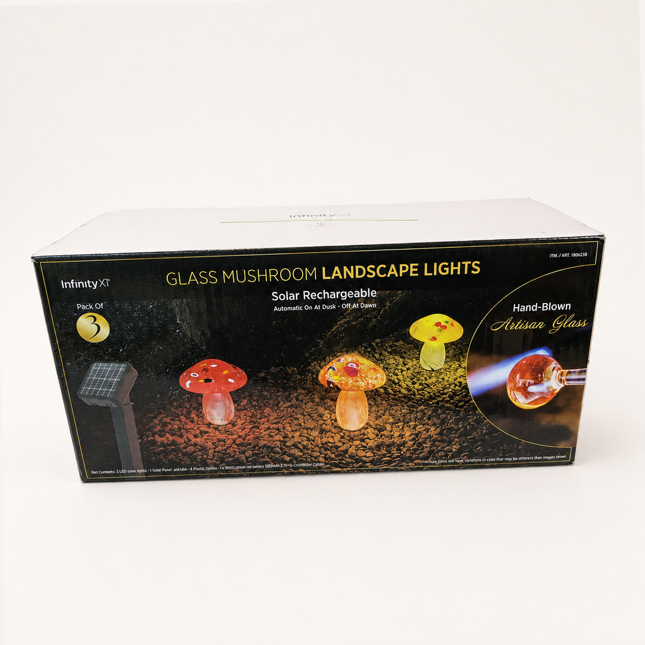 Solar Hand Blown Artisan Glass Mushroom Landscape Lights