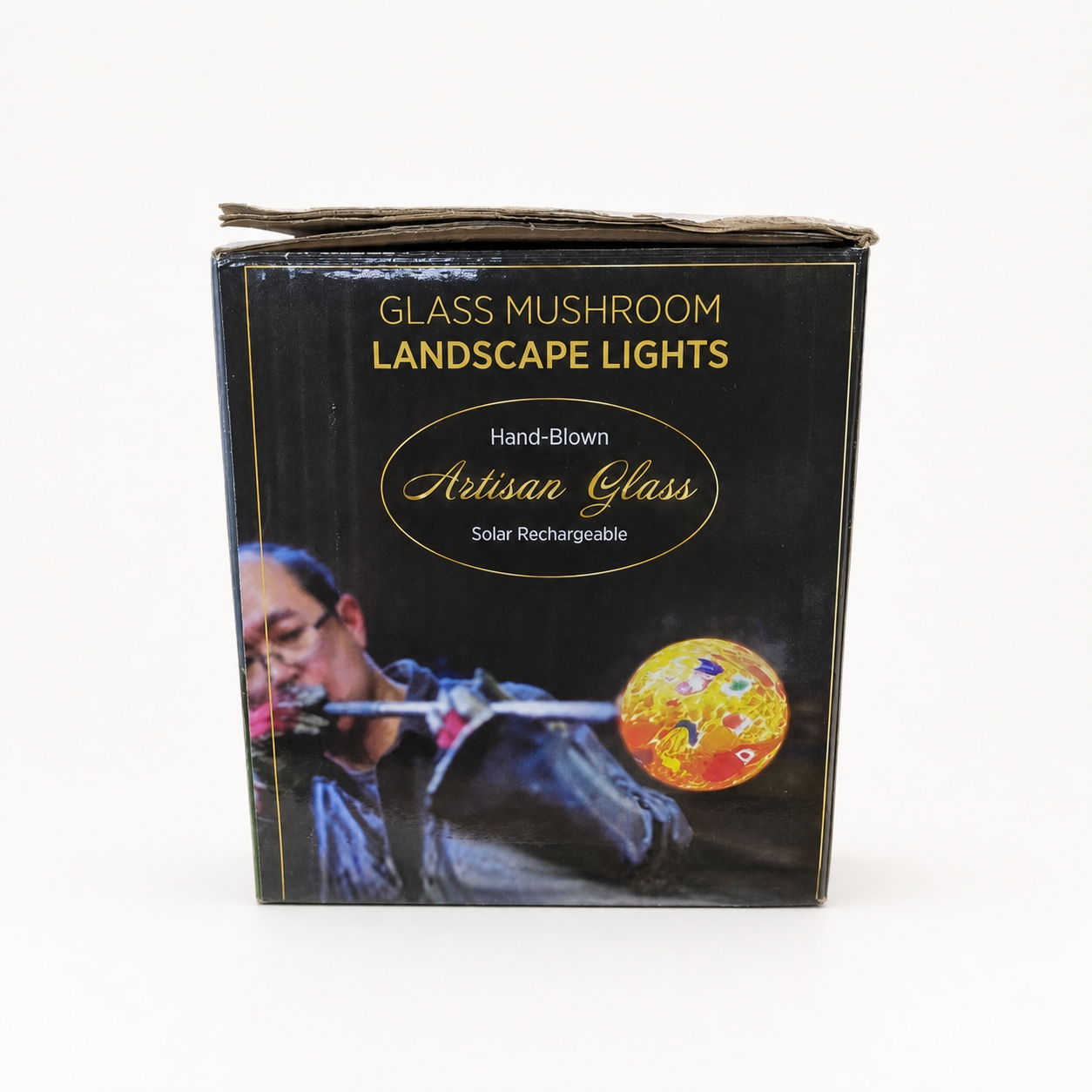 Solar Hand Blown Artisan Glass Mushroom Landscape Lights