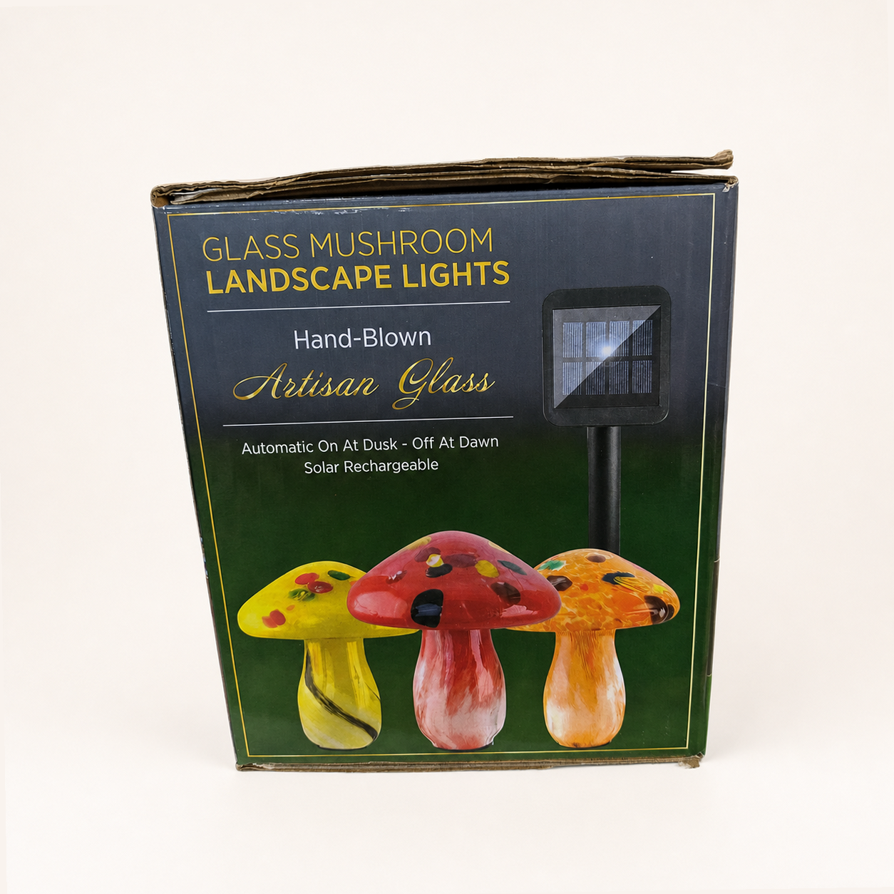 Solar Hand Blown Artisan Glass Mushroom Landscape Lights