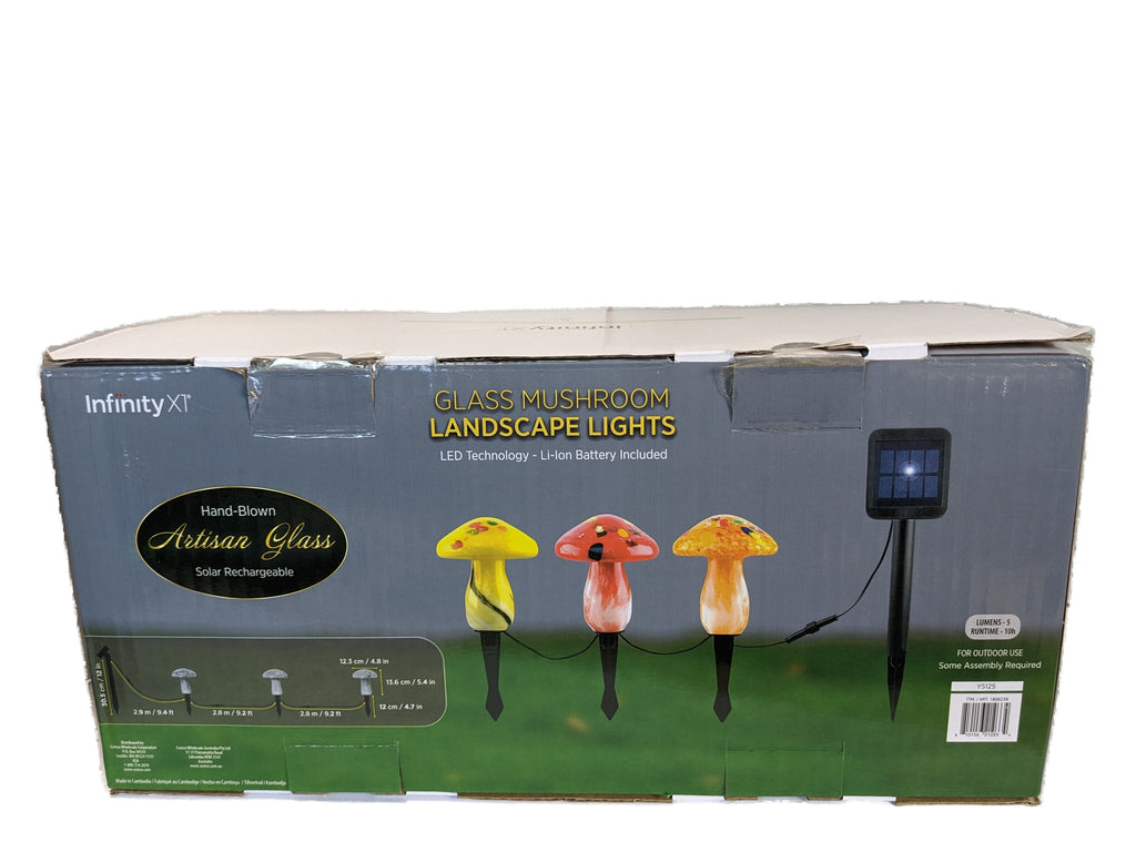 Solar Hand Blown Artisan Glass Mushroom Landscape Lights