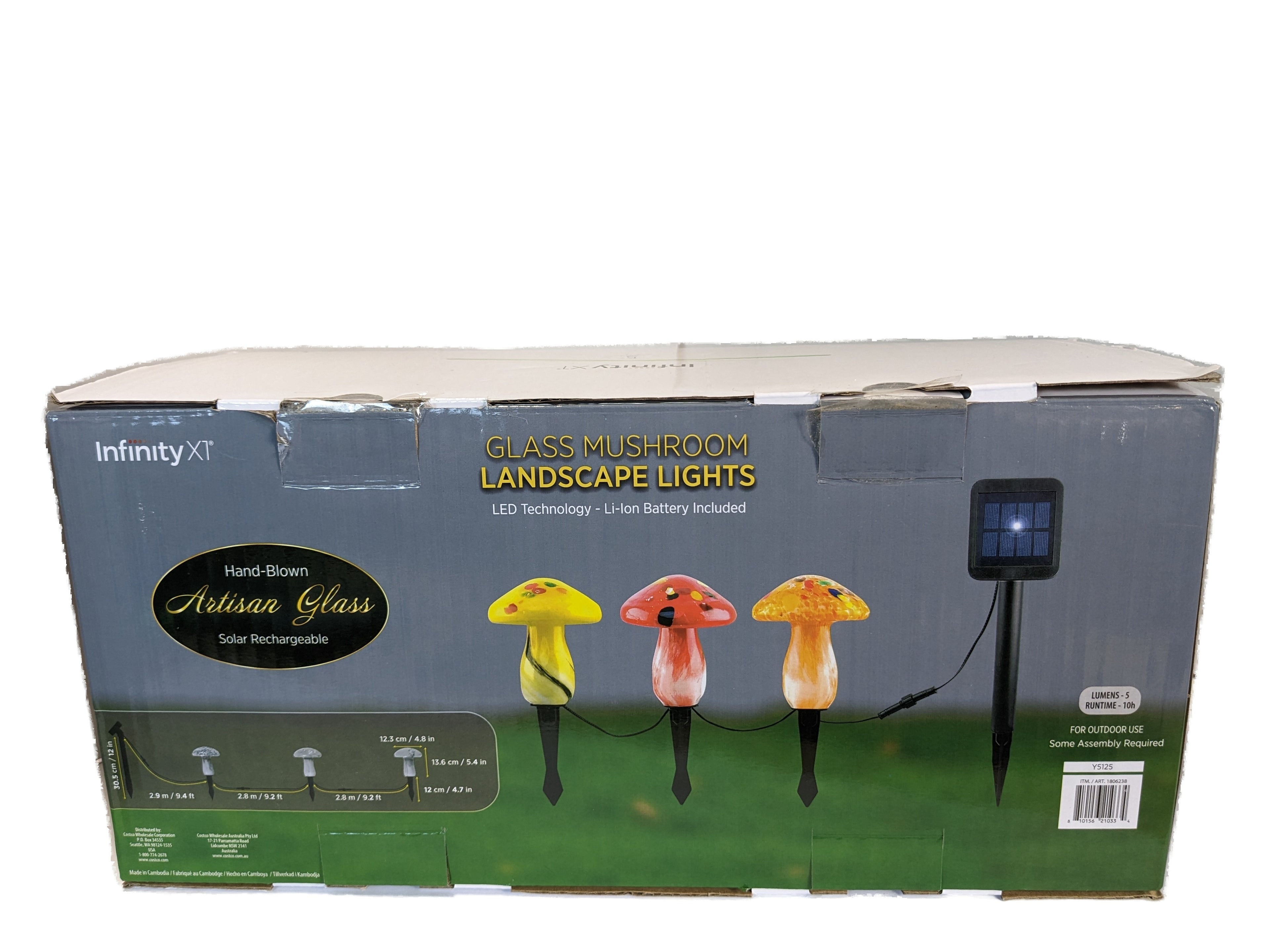 Solar Hand Blown Artisan Glass Mushroom Landscape Lights