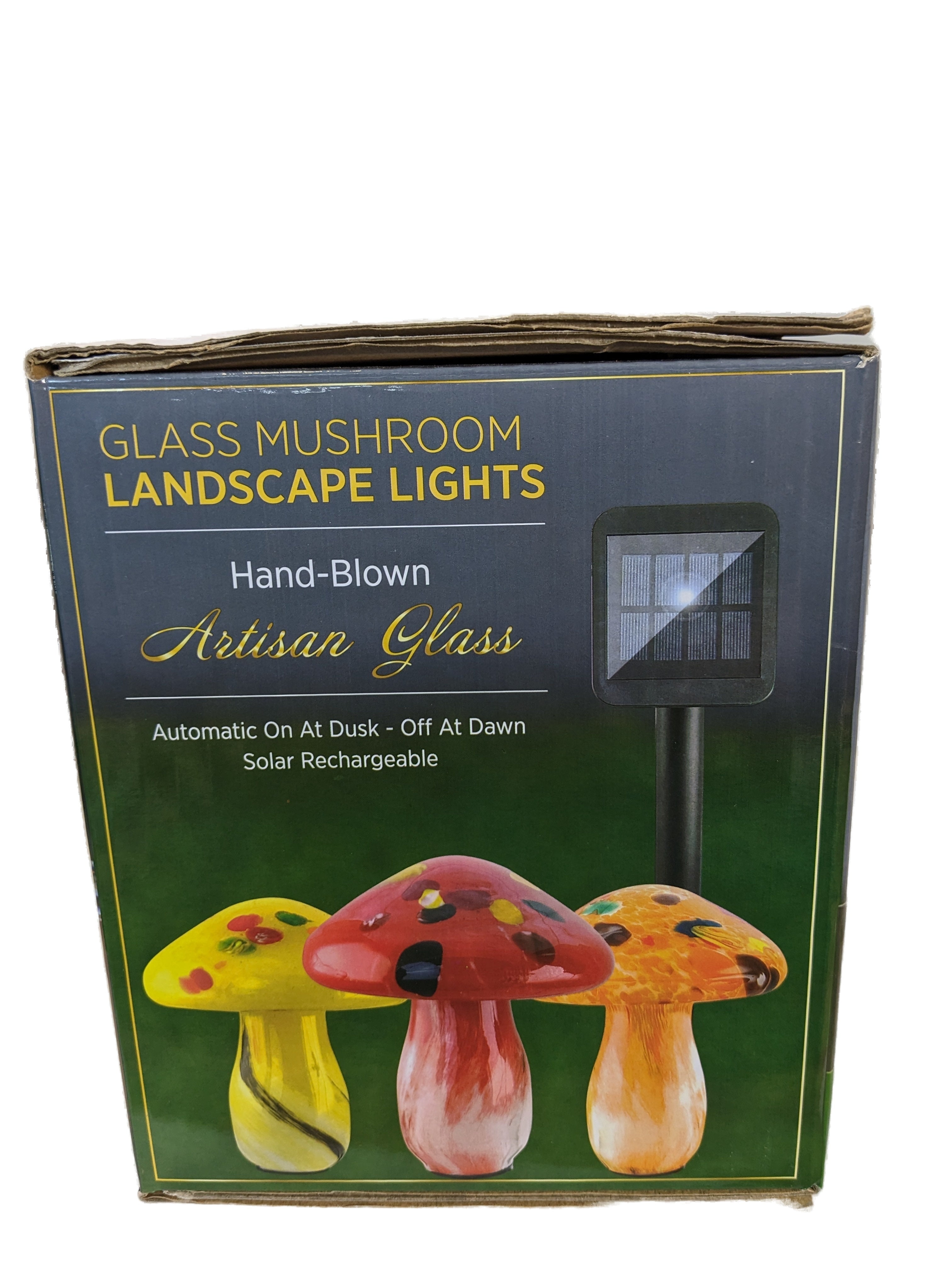 Solar Hand Blown Artisan Glass Mushroom Landscape Lights
