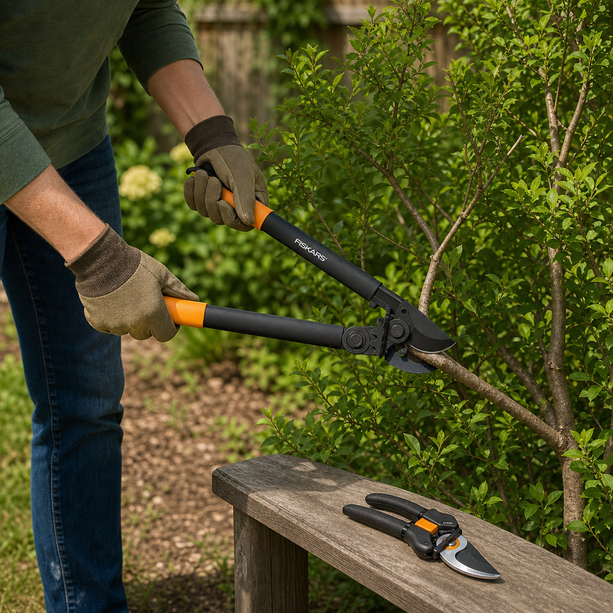 Fiskars 15 inch Lopper and Hand Pruner Set