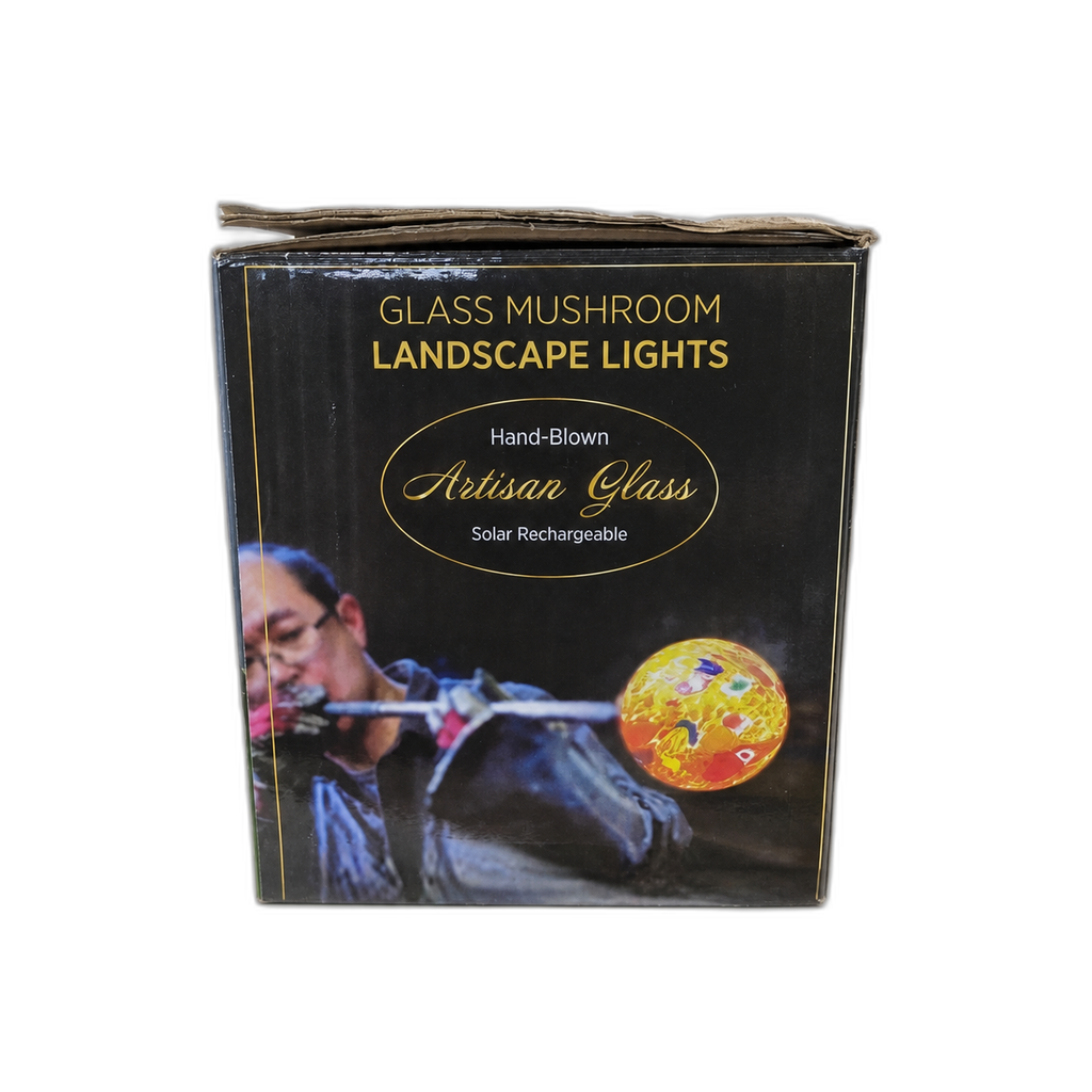 Solar Hand Blown Artisan Glass Mushroom Landscape Lights