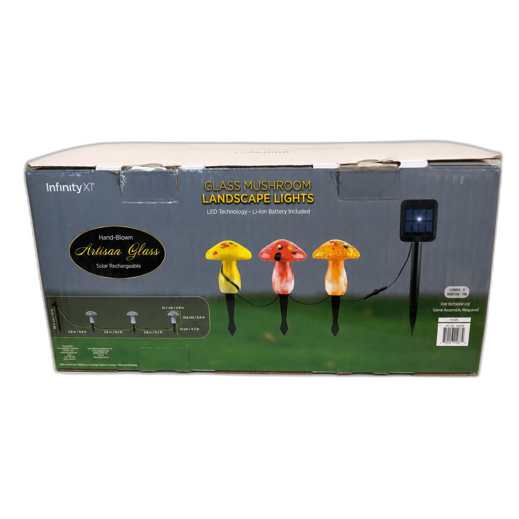Solar Hand Blown Artisan Glass Mushroom Landscape Lights