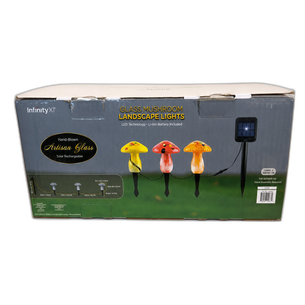 Solar Hand Blown Artisan Glass Mushroom Landscape Lights