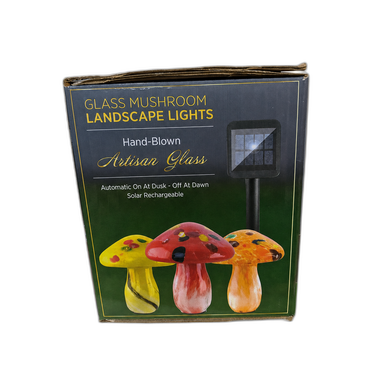 Solar Hand Blown Artisan Glass Mushroom Landscape Lights