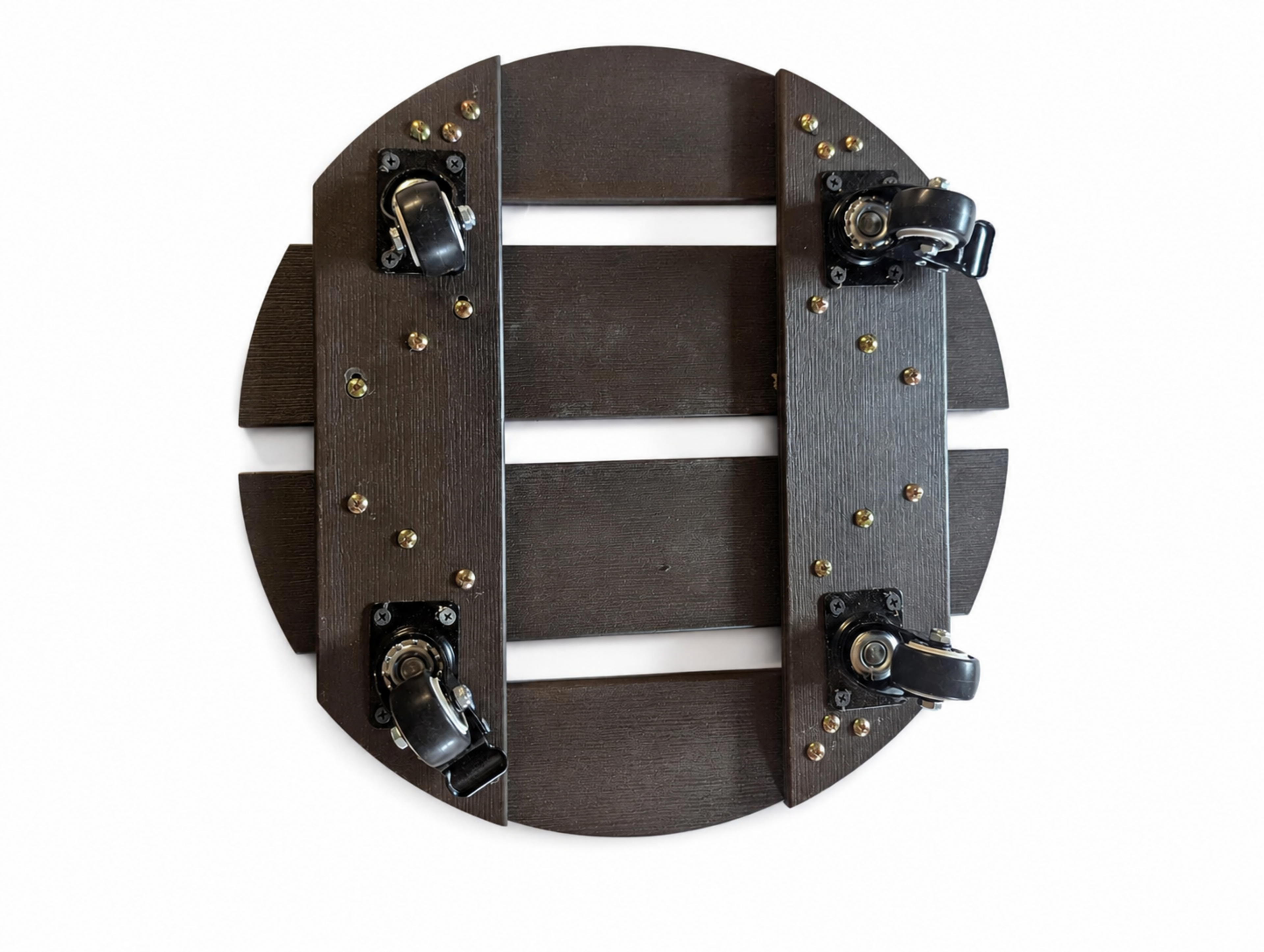 Alternate top view of Stylecraft faux-wood plant caddy on studio white